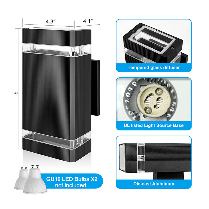 Aluminum Ip65 Outdoor Gu10 Up And Down Wall Light