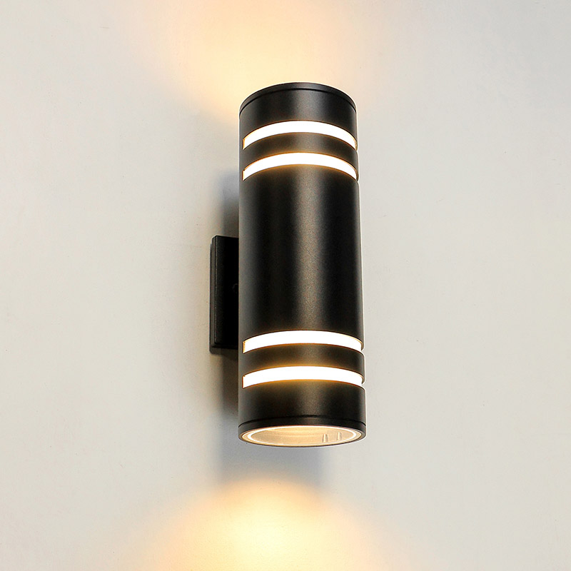 Black Cylinder Wall Sconce With Motion Sensor