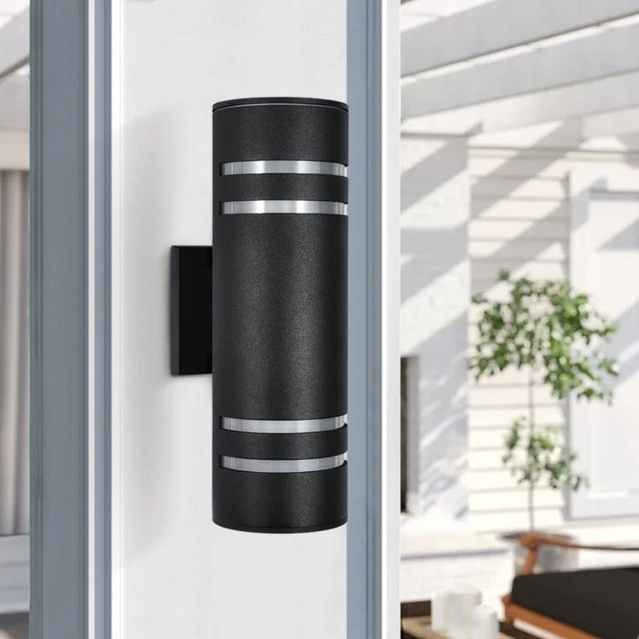 Black Cylinder Wall Sconce With Motion Sensor