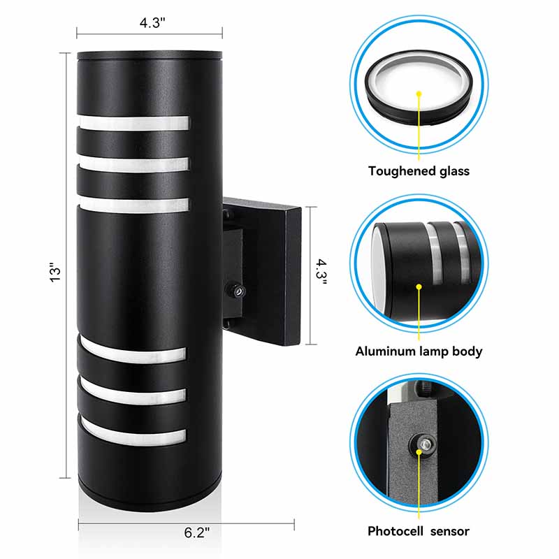 Porch Cylinder Outdoor Wall Sconce Up Down Lighting