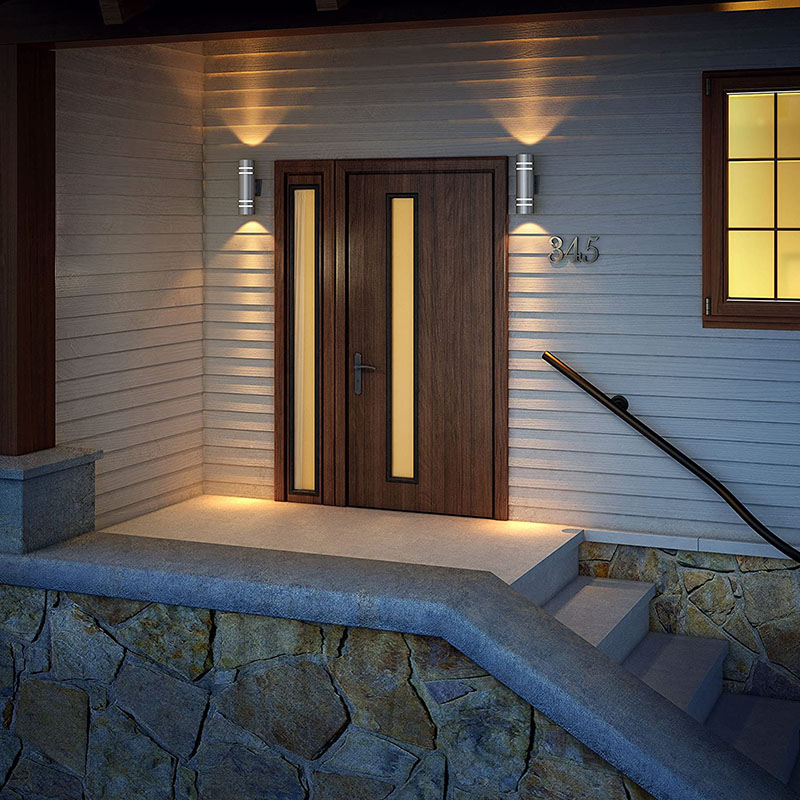 Stainless Steel Porch Lights Up Down Cylinder Outdoor Sconce