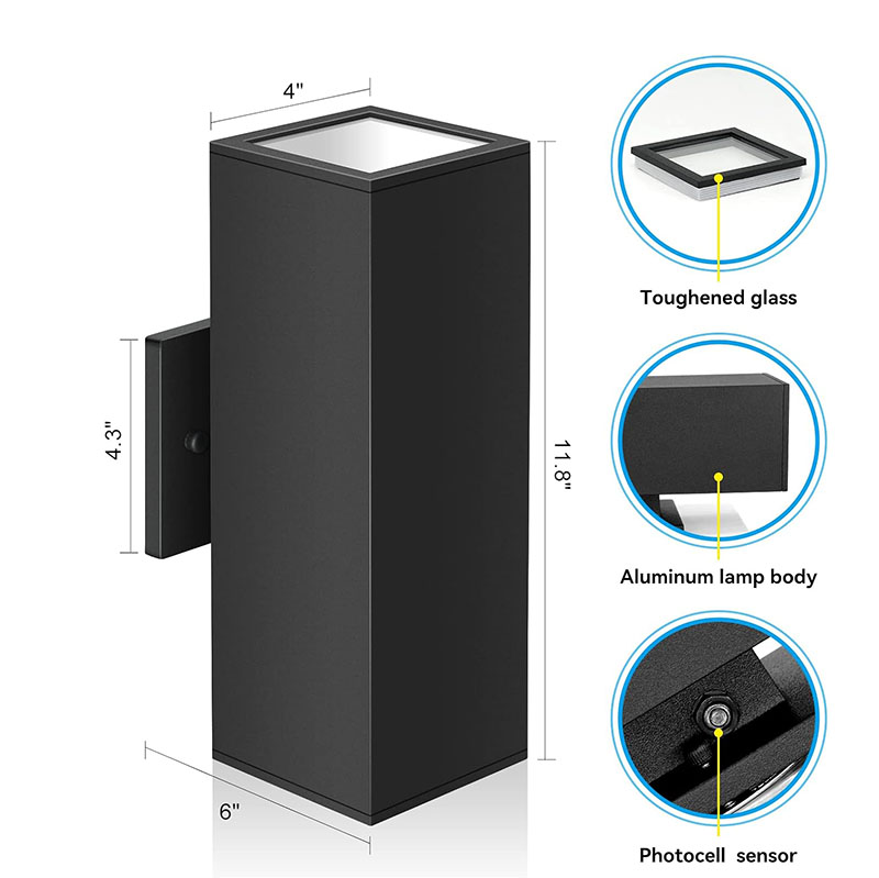 Up Down Cuboid Black Bronze Motion Sensor Outdoor Wall Light