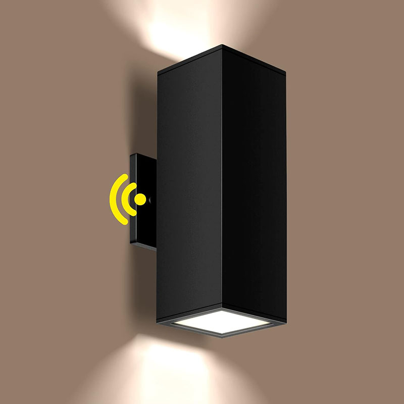 Up Down Cuboid Black Bronze Motion Sensor Outdoor Wall Light