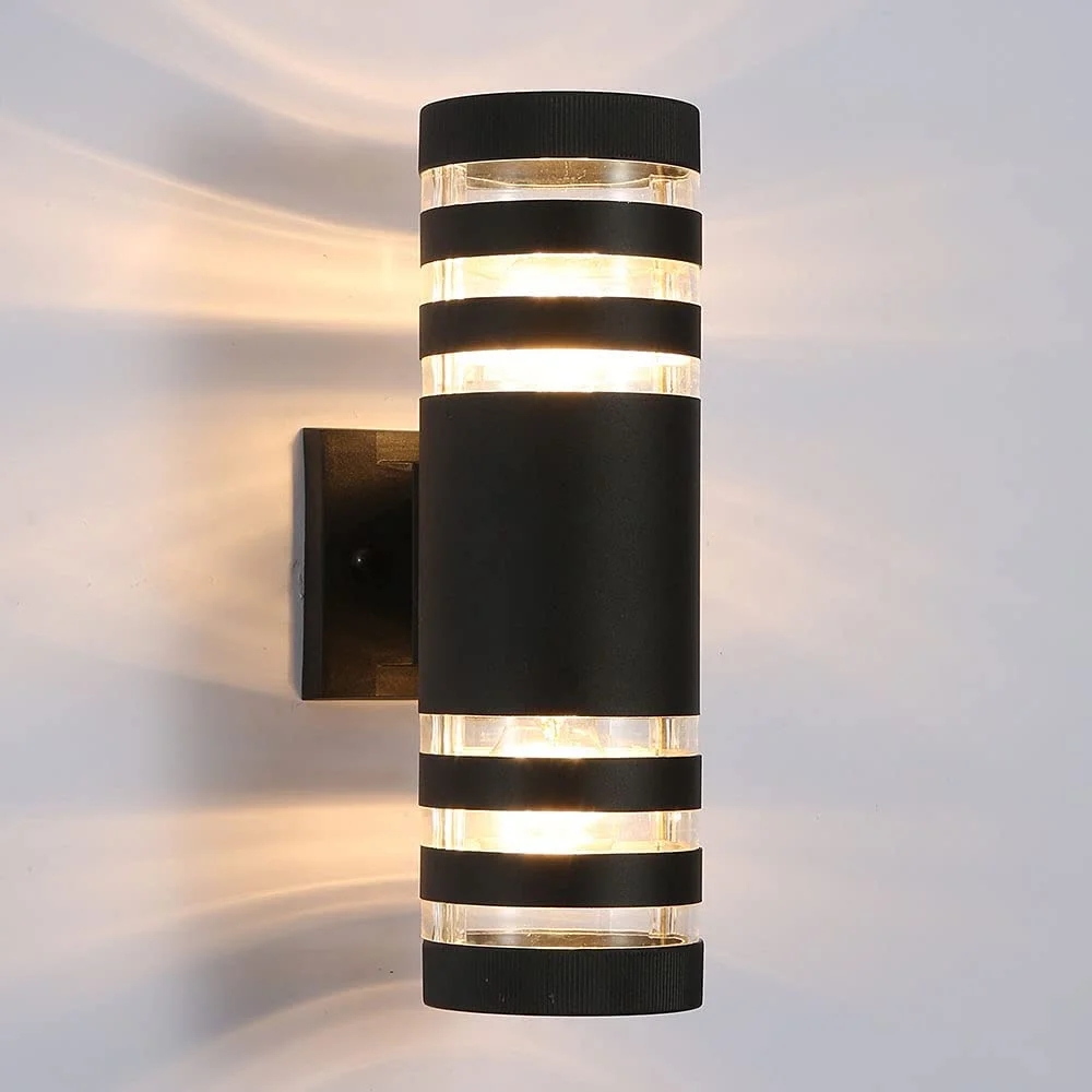 Up Down Wall Sconce Black Cylinder Outdoor Light 