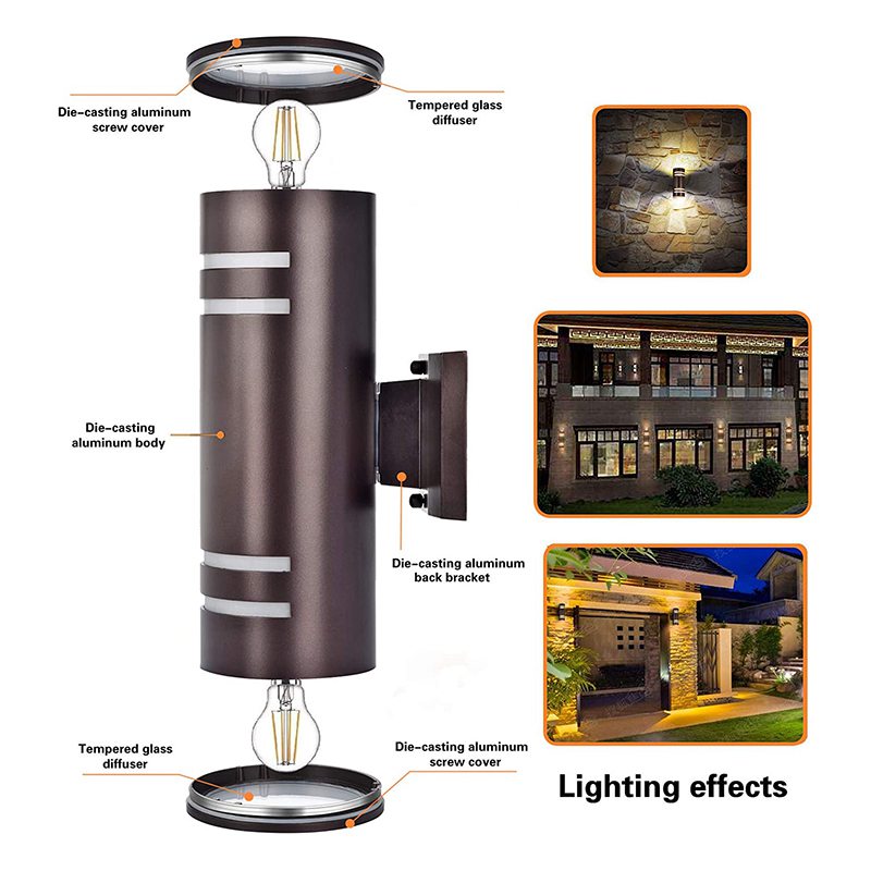 black outdoor aluminum cylinder led wall light 8