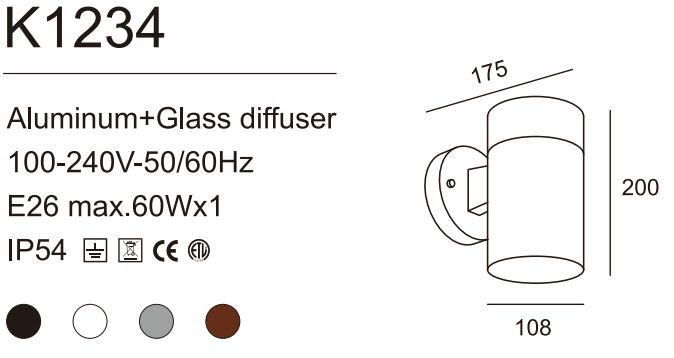 Ip65 Up Down Wall Light